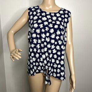 Old Navy Blue Floral Tie Tank Top
